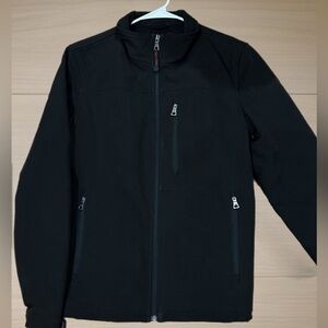 GUESS Men Small Black Soft Shell Lined Full Zip Windbreaker Jacket